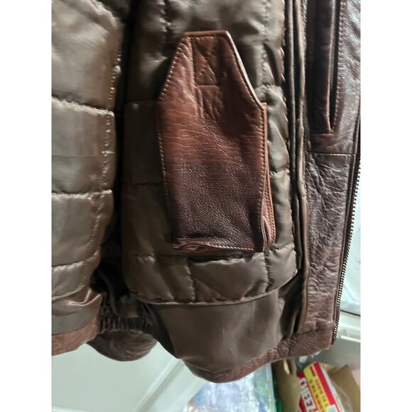 Wilsons Pelle Studio Brown Distressed Leather Jacket 2XL Thinsulate Lined Coat - Picture 6 of 11